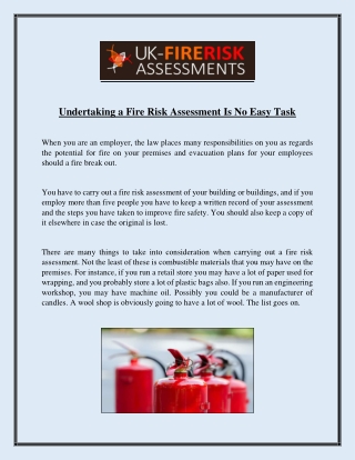 Undertaking a Fire Risk Assessment Is No Easy Task