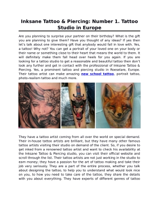 Inksane Tattoo & Piercing: Number 1. Tattoo Studio in Europe