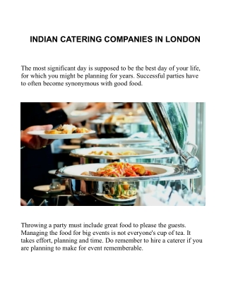 INDIAN CATERING COMPANIES IN LONDON