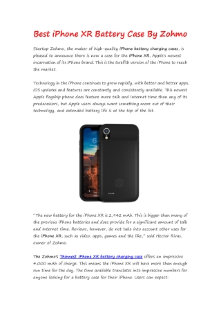 Best iPhone XR Battery Case By Zohmo