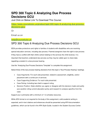 SPD 300 Topic 6 Analyzing Due Process Decisions GCU