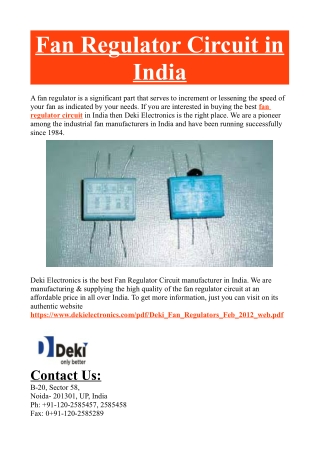 Fan Regulator Circuit