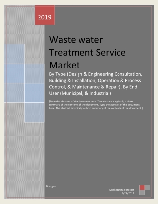 Wastewater Treatment Service Market Analysis-2019