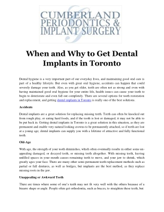 When and Why to Get Dental Implants in Toronto