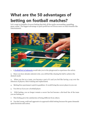What are the 50 advantages of betting on football matches?