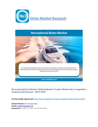 Recreational boat Market: Global Industry Growth, Market Size, Share and Forecast 2019-2025