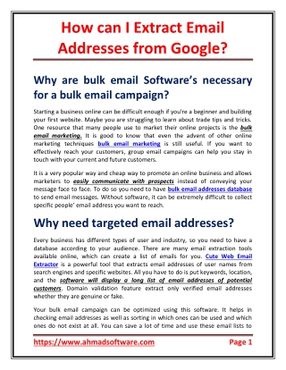 How can I extract email addresses from Google