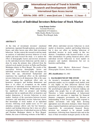 Analysis of Individual Investors Behaviour of Stock Market