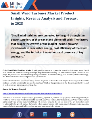 Small Wind Turbines Market Product Insights, Revenue Analysis and Forecast to 2028