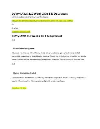 DeVry LAWS 310 Week 2 Dq 1 & Dq 2 latest