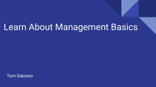 Tom Salzano: Learn About Management Basics