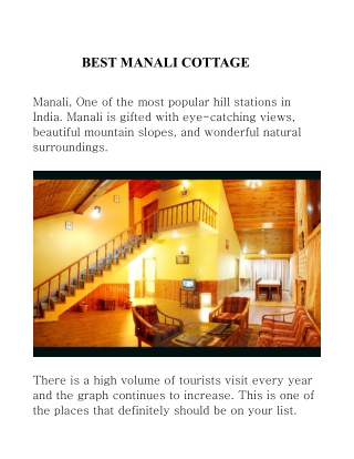 BEST MANALI COTTAGE