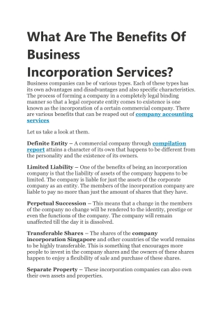 What Are The Benefits Of Business Incorporation Services?