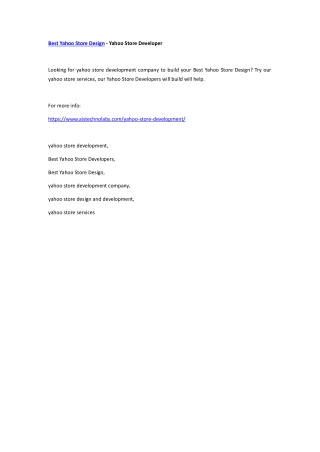 Best Yahoo Store Design - Yahoo Store Developer