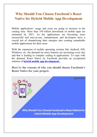 Why Should You Choose Facebook's React Native for Hybrid Mobile App Development?