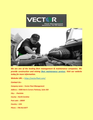 Fleet Management Services - Vector Fleet