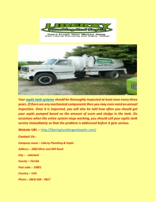 Residential Septic Service - libertyplumbingandseptic.com