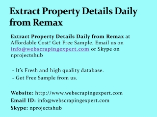 Extract Property Details Daily from Remax