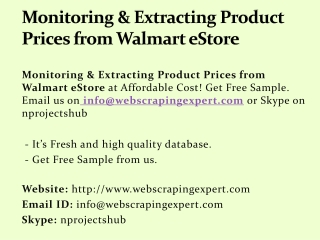 Monitoring & Extracting Product Prices from Walmart eStore