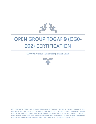 Open Group TOGAF 9 (OG0-092) Certification | Questions and Answers