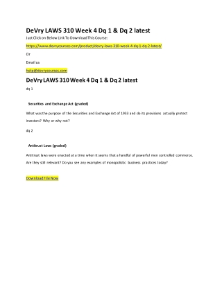 DeVry LAWS 310 Week 4 Dq 1 & Dq 2 latest