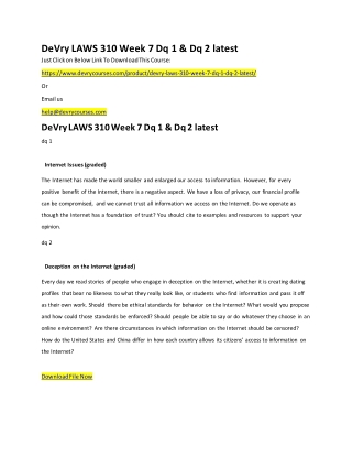 DeVry LAWS 310 Week 7 Dq 1 & Dq 2 latest