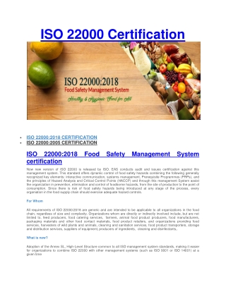 ISO 22000 Certification