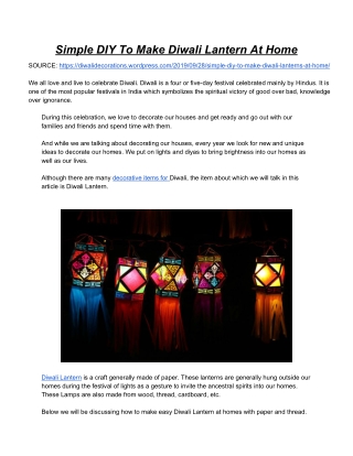 Make At Home Diwali Lanterns DIY