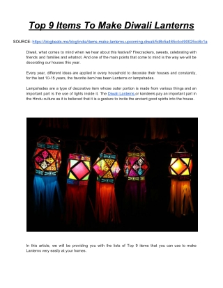 Top 9 Items To Make Diwali Lanterns!