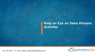 Keep An Eye On Sales Persons Activities