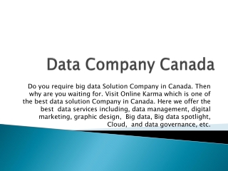 Data Company Canada - Online Karma