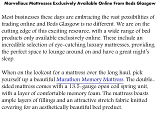 Marvellous Mattresses Exclusively Available Online From Beds Glasgow