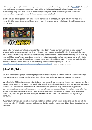 Agen Joker123 Resmi