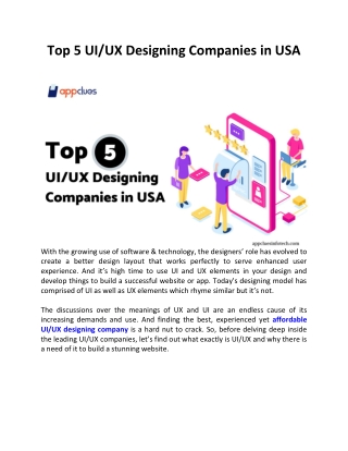 Top 5 UI UX Designing Companies in USA