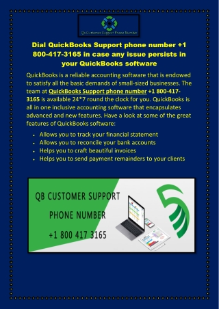 Dial QuickBooks Support phone number 1 800-417-3165 in case any issue persists in your QuickBooks software