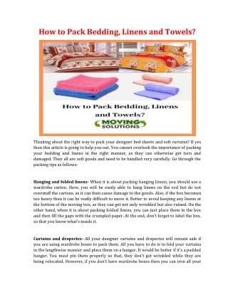 How to Pack Bedding, Linens and Towels?
