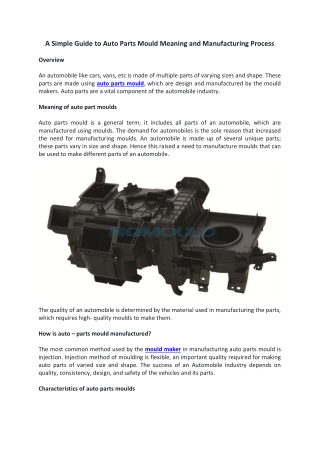 A Simple Guide to Auto Parts Mould Meaning and Manufacturing Process