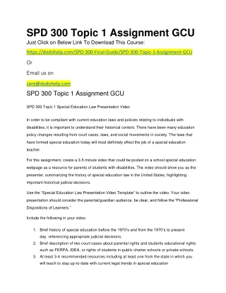 SPD 300 Topic 1 Assignment GCU