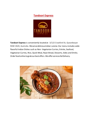 15% Off - Tandoori Express-Queanbeyan - Order Food Online