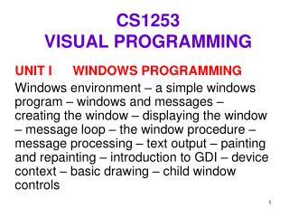 CS1253 VISUAL PROGRAMMING