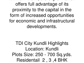 TDI City Kundli!TDI Kundli Sonipat Project (Delhi/NCR, India