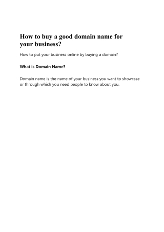 How to buy a good domain name for your business?