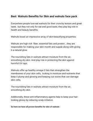 Best Walnuts Benefits for Skin and walnuts face pack
