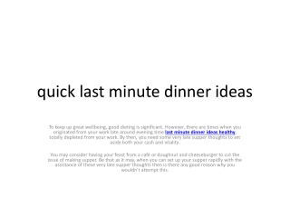 last minute dinner ideas healthy