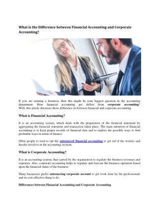 What is the Difference between Financial Accounting and Corporate Accounting