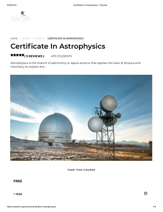 Certificate In Astrophysics - Edukite