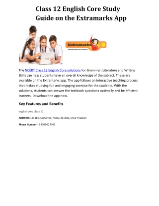 Class 12 English Core Study Guide on the Extramarks App