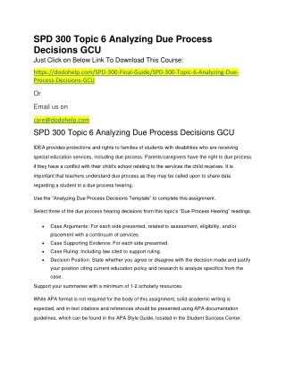 SPD 300 Topic 6 Analyzing Due Process Decisions GCU