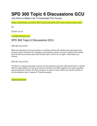 SPD 300 Topic 6 Discussions GCU