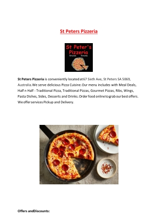 15% Off - St Peters Pizzeria-St Peters - Order Food Online